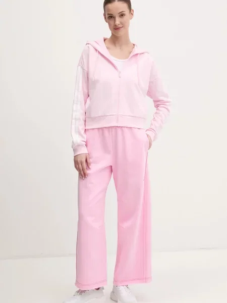 Кофта adidas Essentials з капюшоном з аплікацією рожевий