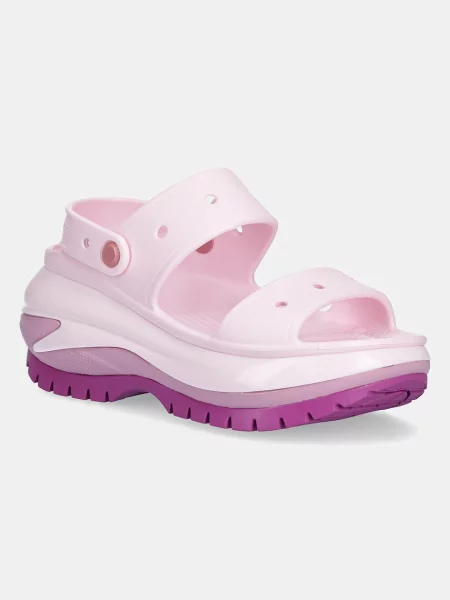 Crocs papuci Classic Mega Crush Sandal cu platforma roz