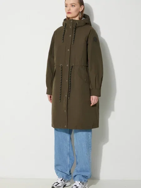 Woolrich kurtka Check Lined Long Parka zimowa zielony