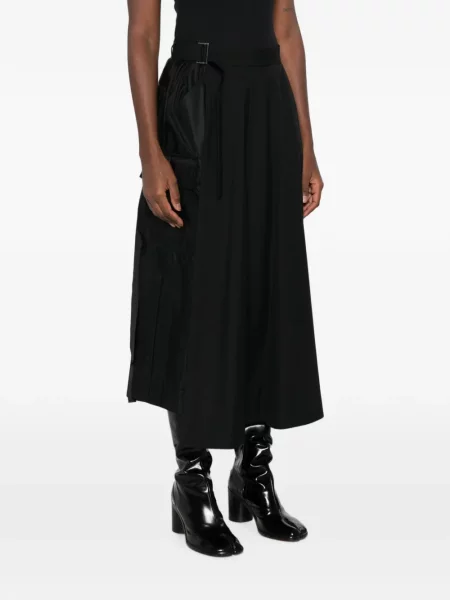 Cu centură fustă midi Sacai negru