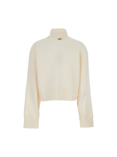 Krótki sweter z golfem Michael Kors wełniany biały