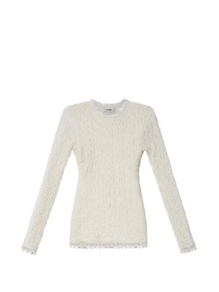 Top Isabel Marant din dantelă alb