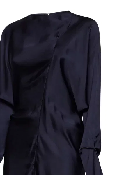 Lung rochie midi Uma Wang cu mâneci lungi asimetrică albastru
