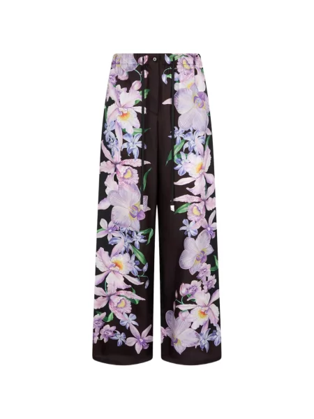 Pantaloni The Attico de mătase cu model floral cu imagine negru