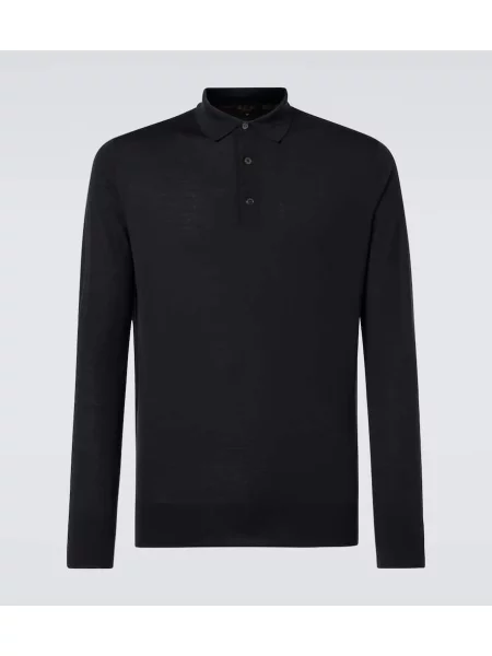 Polo Loro Piana de lână cu mâneci lungi maro