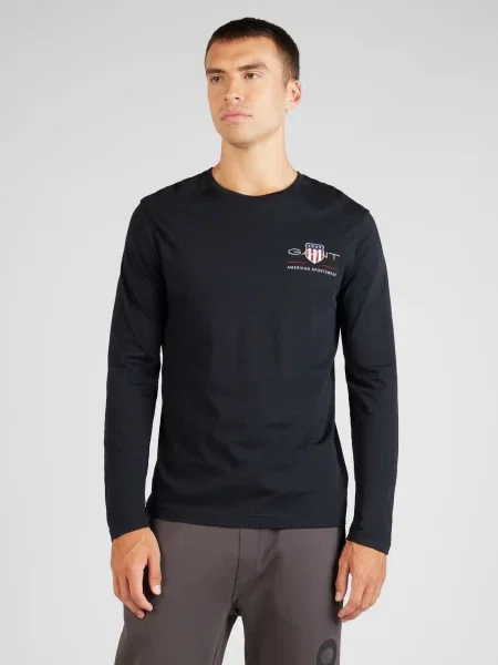 GANT Tricou gri / roșu / negru alb