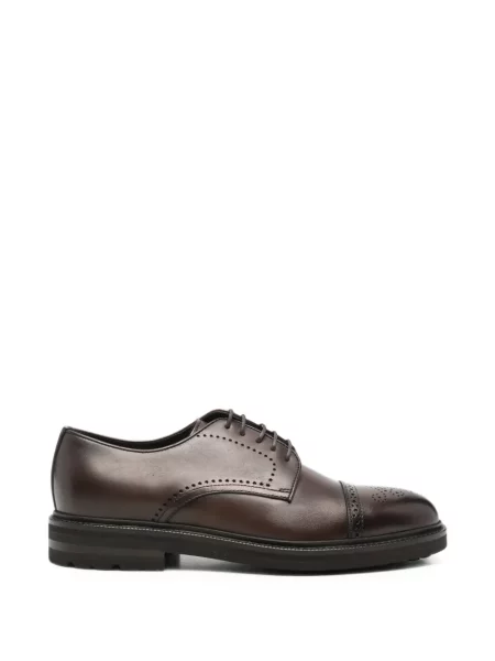 Pantofi derby Henderson Baracco cu șireturi din piele maro