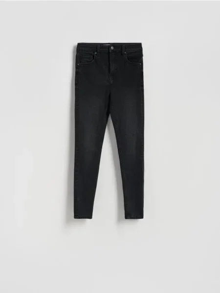 Reserved Jeansy slim fit z przetarciami czarny