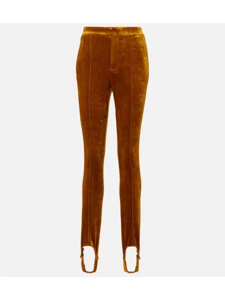 Pantaloni Chloé de catifea portocaliu