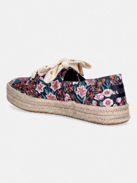 Espadryle Toms sznurowane koronkowe granatowe