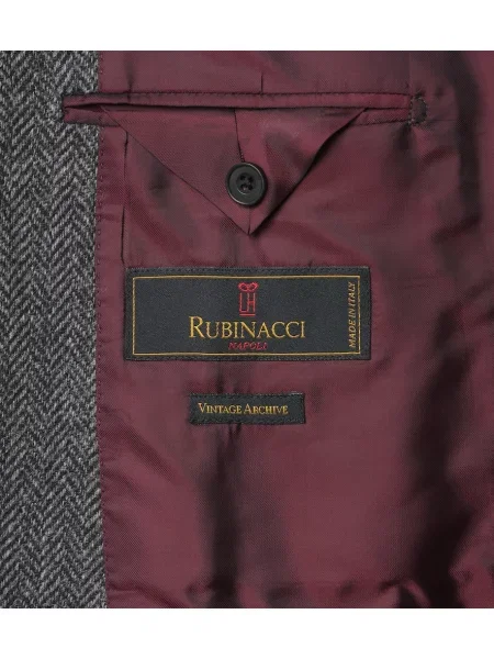Sacou Rubinacci de lână cu model herringbone gri