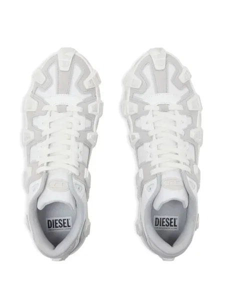 Sneakerși Diesel cu șireturi din dantelă alb