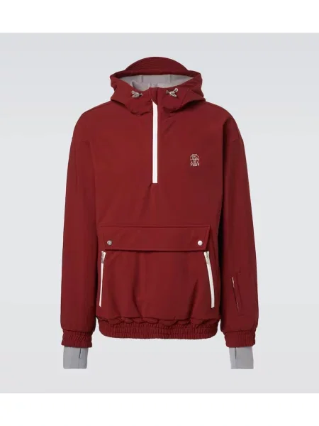 Jeździć na nartach kurtka narciarska Brunello Cucinelli z zamkiem błyskawicznym do połowy bordowa