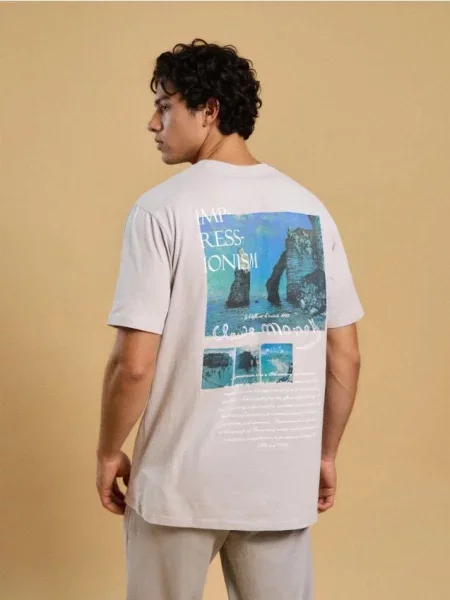 Футболка Sinsay с надписями серая