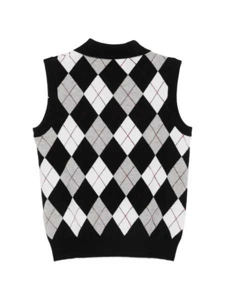 Top Lisa Yang tricotate cu model argyle negru