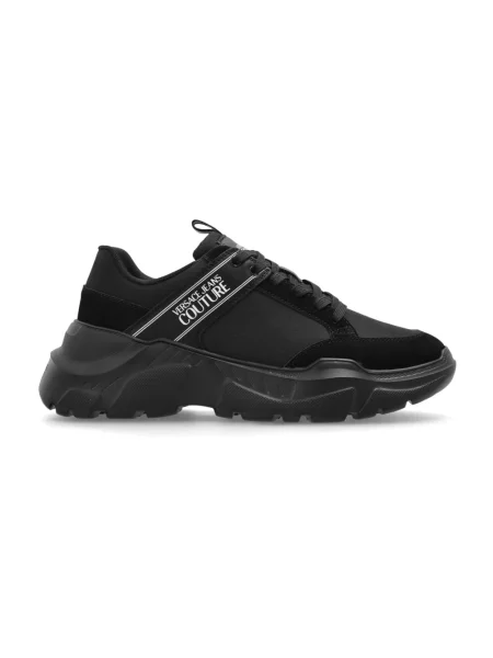 Sneakersy Versace Jeans Couture skórzane z logo czarne