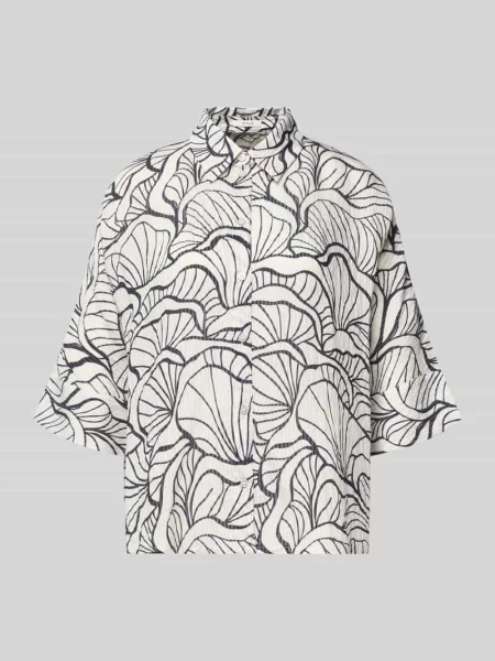 Bluzka w kroju relaxed fit w całościowym wzorze model Fashell' Opus biała