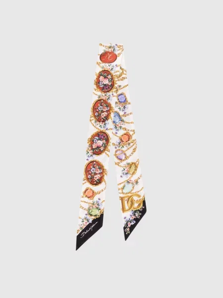 Шовкова хустка Dolce&gabbana з принтом біла