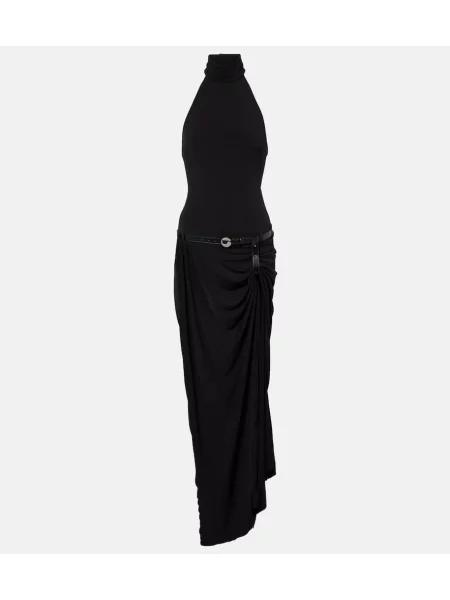 Rochie maxi Coperni drapată cu gât halter de costum negru