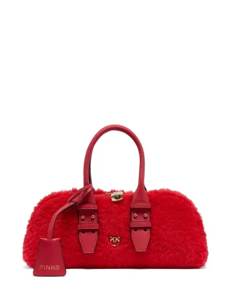 Geantă shopper Pinko din piele de oaie roșu
