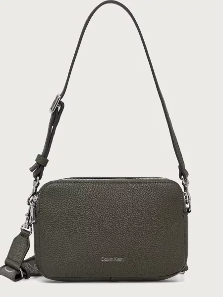 Geantă Calvin Klein Webbing 2X Strap Camera Bag închis verde