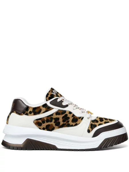 Sneakerși Versace Odissea cu imagine cu model leopard alb