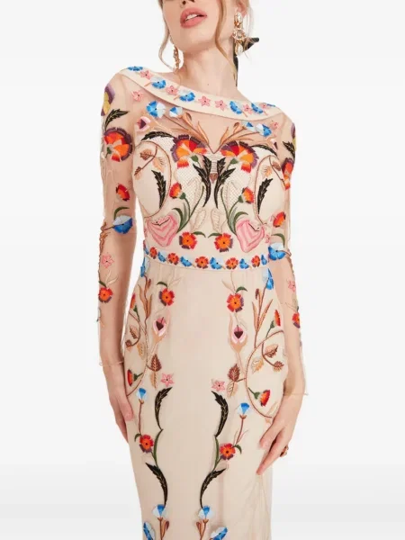 Rochie maxi Temperley London cu model floral lungă de costum