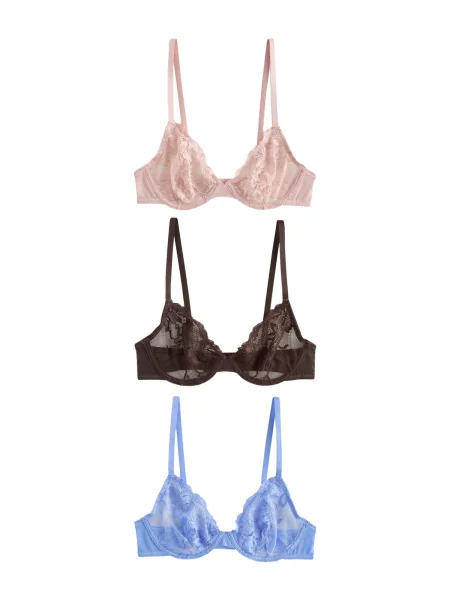 Next Sutien denim / maro închis / roz albastru