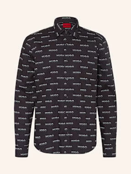 Hugo Košile Ermo Casual Slim Fit černá/ světle šedá/ šedá černá