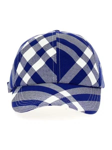 Czapka z daszkiem Burberry w kratę niebieska