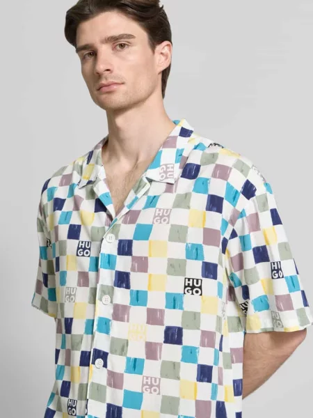 Koszula casualowa o kroju relaxed fit z czystej model BEACH' Hugo niebieska