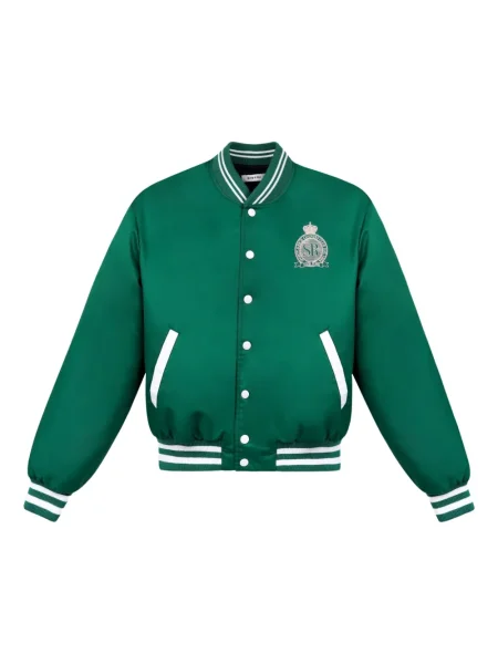 Geacă bomber Sporty & Rich cu broderie din satin verde