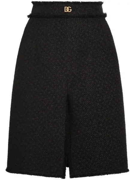 Fustă midi Dolce & Gabbana din tweed până la genunchi negru