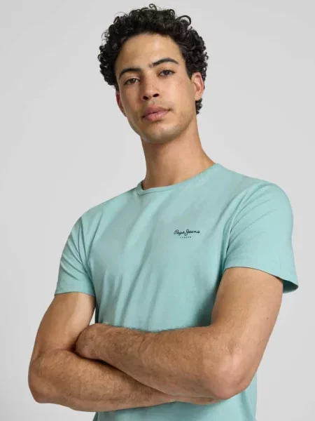 T-shirt o kroju slim fit z mieszanki bawełny model ORIGINAL BASIC Pepe Jeans