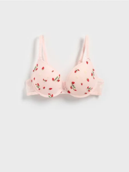 Reserved Sutien push up cu broderie roz-pastel roz