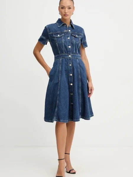 Karl Lagerfeld rochie jeans FASHION DENIM midi evazati albastru