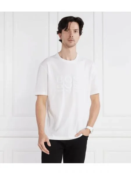 BOSS GREEN Tricou Tee 3 alb