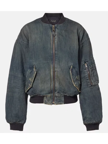 Kurtka jeansowa Balenciaga z przetarciami niebieska