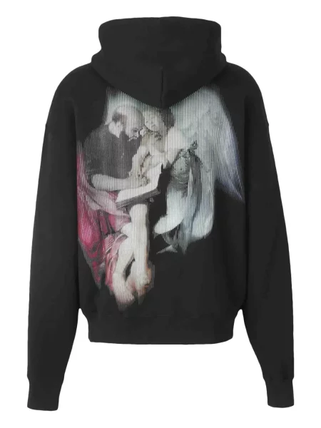 Hanorac cu glugă Off-white cu imagine alb