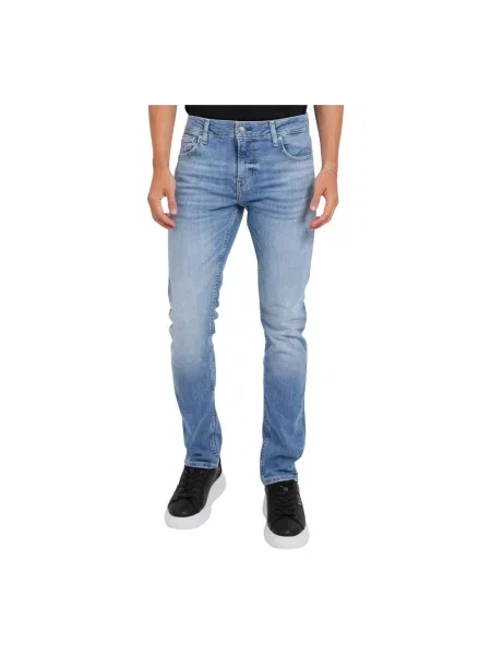 Skinny jeansy skinny Guess niebieskie