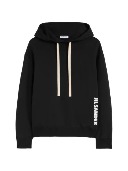 Hanorac cu glugă Jil Sander cu imagine negru