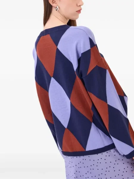 Lung pulover Ottod’ame cu imprimeu geometric violet