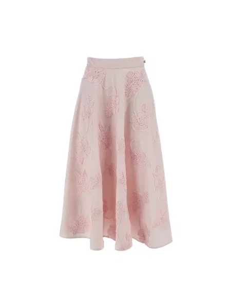 Spódnica midi Rotate Birger Christensen w kwiatki różowa