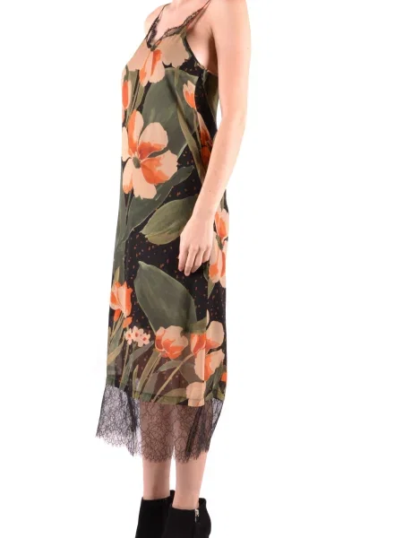 Długa sukienka maxi Twin-set Simona Barbieri w kwiatki koronkowa czarna