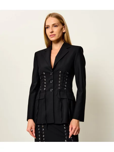Pinko Sacou Hummer cu adaos de lână negru