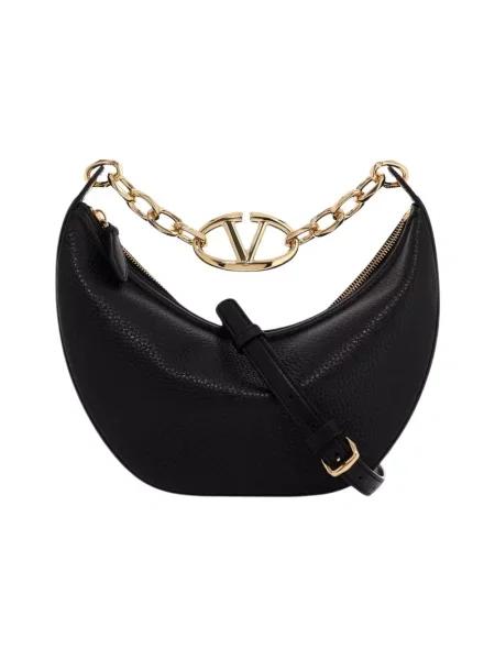 Lniana torebka hobo Valentino czarna