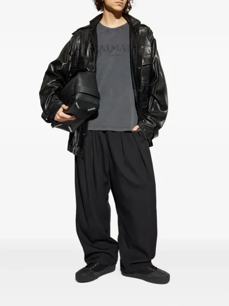 Geanta de piele Balmain negru