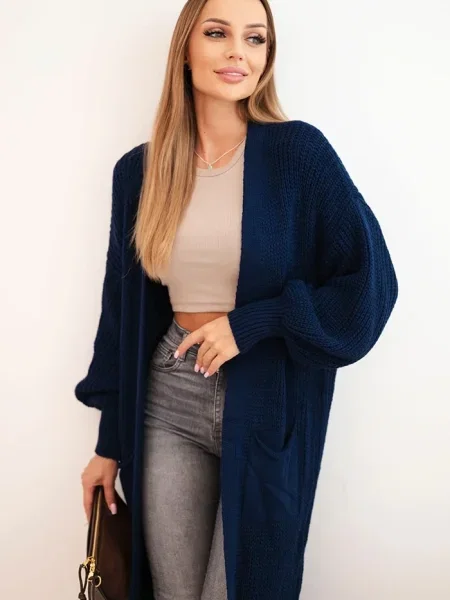 Cardigan Kesi Włoski lung albastru