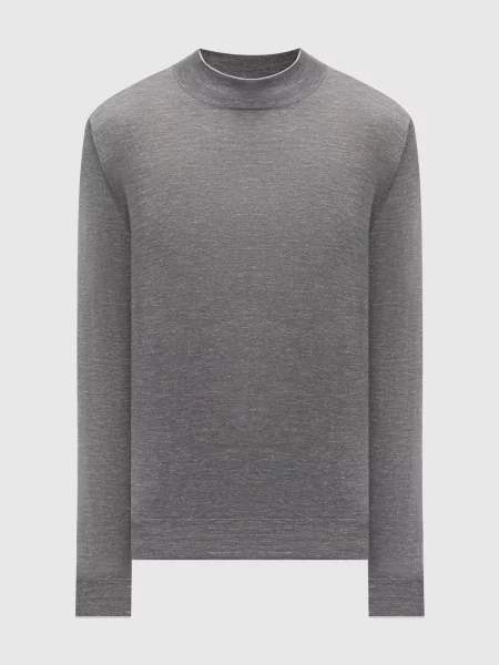 Шелковый меланжевый свитер Brunello Cucinelli серый