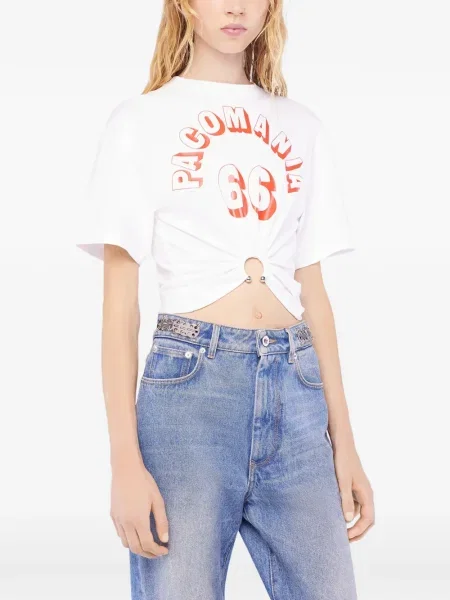 Tricou Rabanne cu imagine alb